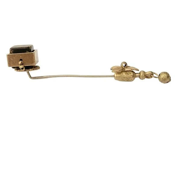 Miriam Haskell Vintage Gold Tone Tiger Eye Cube Stick Pin, M60